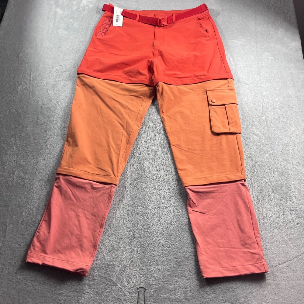 Outdoor Voices RecTrek Zip-Off Pants Paprika Sunstone Peach Colorblock L NEW